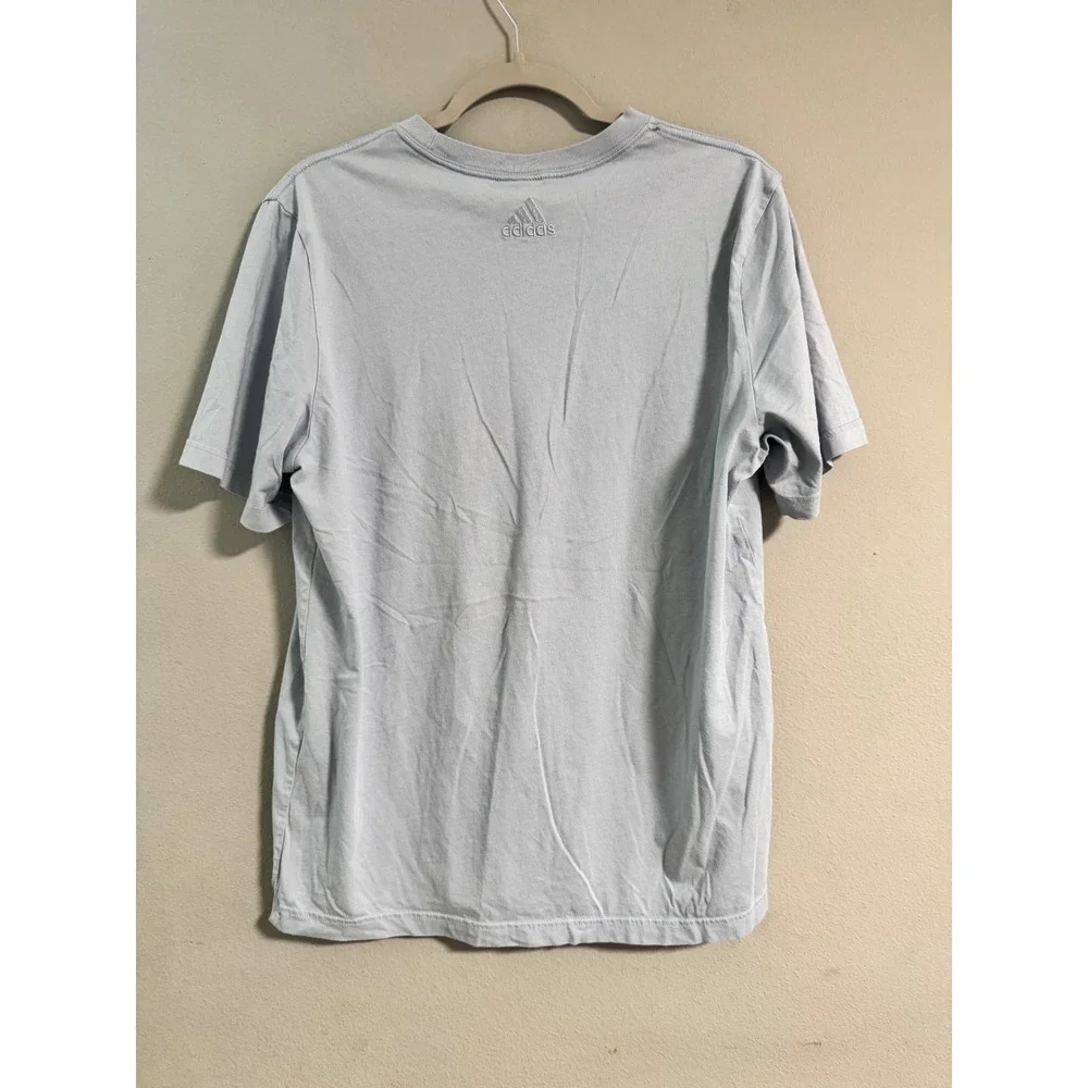 #5 Adidas Mens Logo Graphic T-Shirt Light Blue Green Size Large Short Sleeve Tee